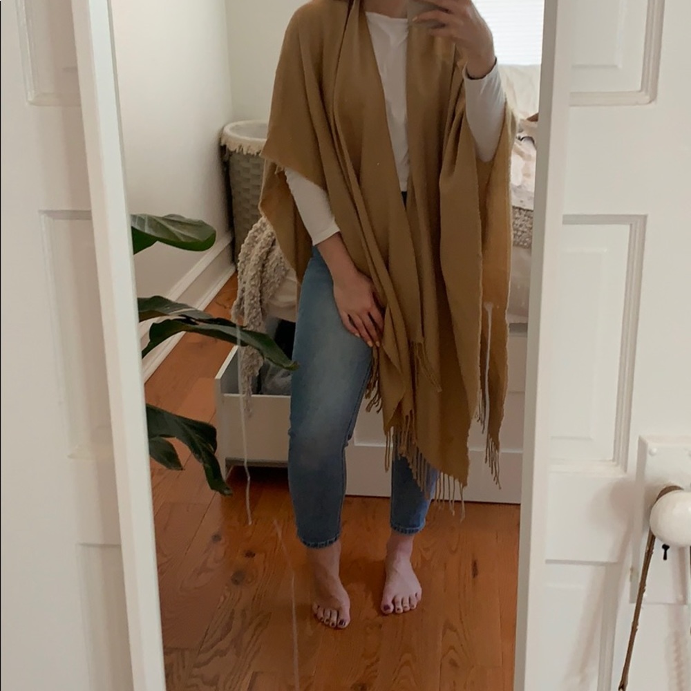 Camel sweater poncho